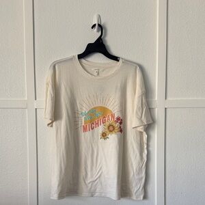 Maurices Cream Graphic Tee with Sunflower and Michigan Print
